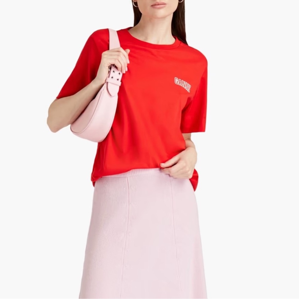 Ganni Red Short Sleeve Tee - Picture 3 of 11